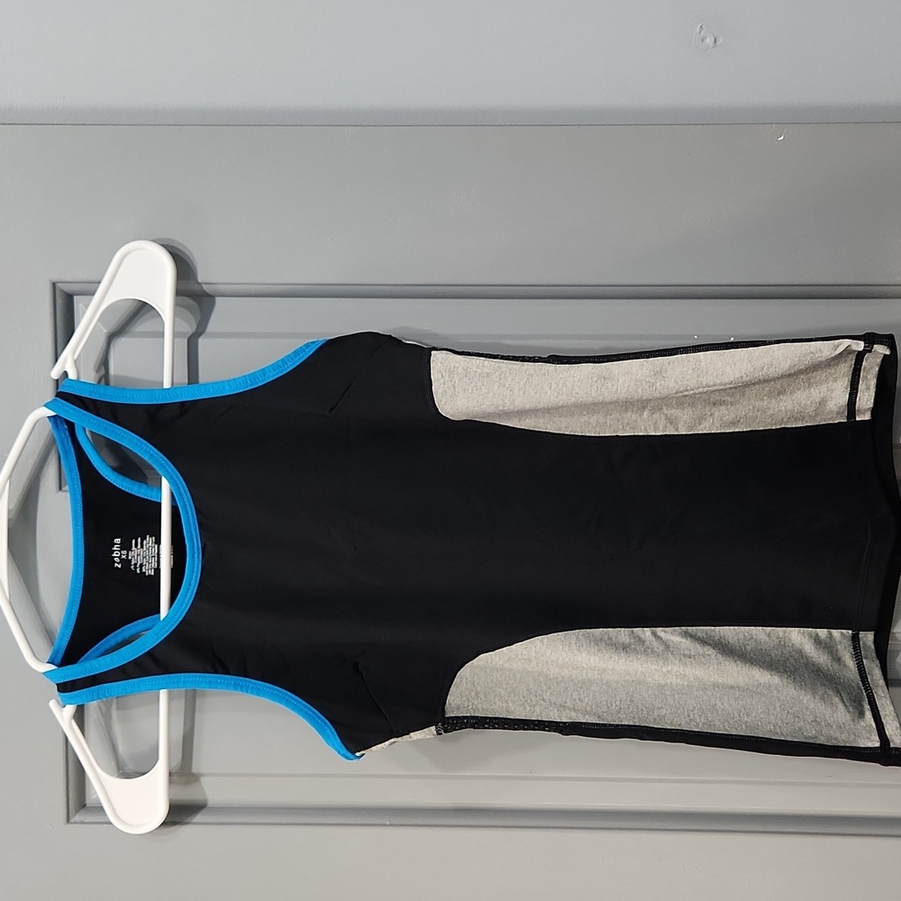 NWOT Zobha Blue Gray Black Mesh Tank Top XS